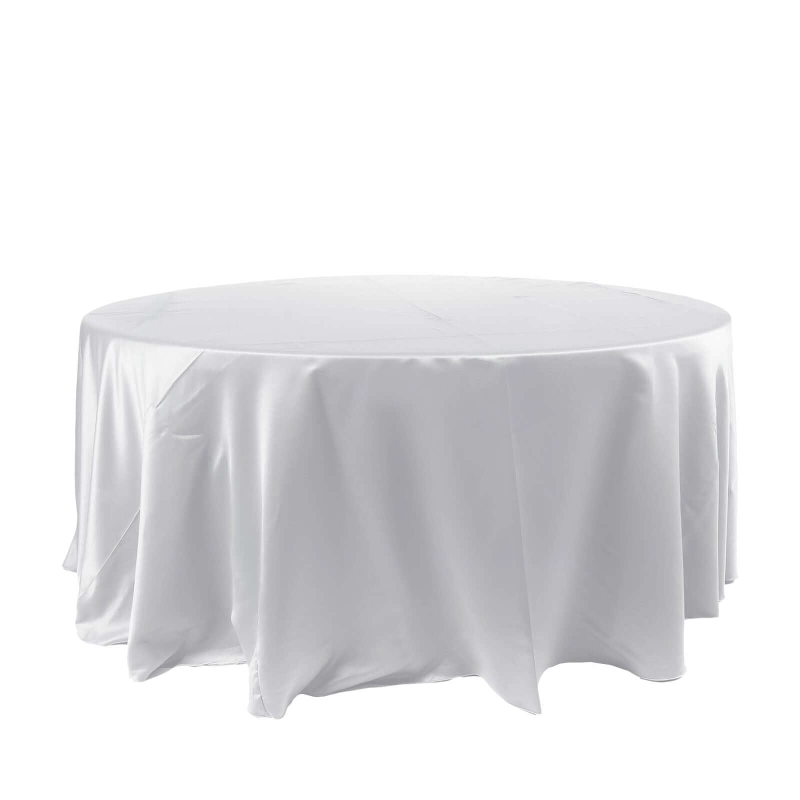 Satin 120" Round Tablecloth White - Stylish Seamless Table Cover for Weddings & Events - NestOCart