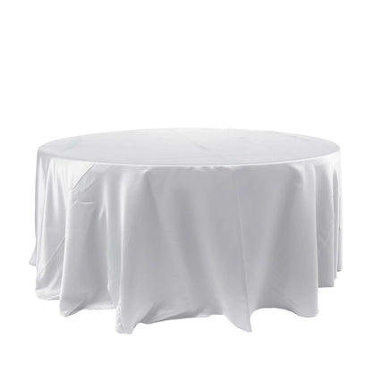 Satin 120" Round Tablecloth White - Stylish Seamless Table Cover for Weddings & Events - NestOCart