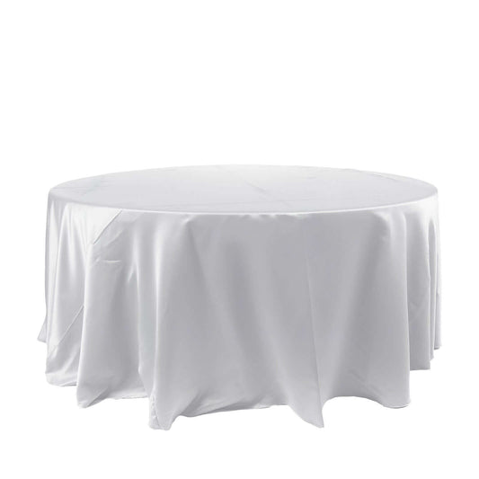 Satin 120" Round Tablecloth White - Stylish Seamless Table Cover for Weddings & Events - NestOCart