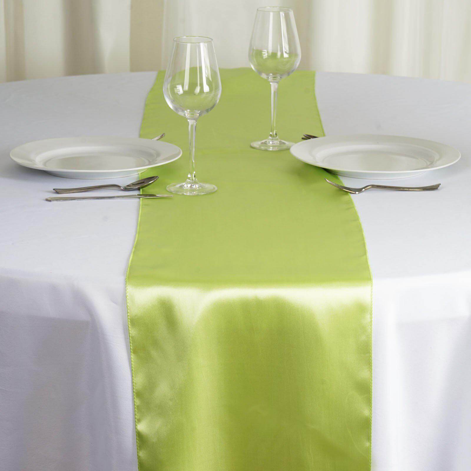 Satin 12"x108" Table Runner Apple Green - Stylish Table Linen - NestOCart