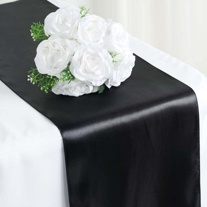 Satin 12"x108" Table Runner Black - Stylish Table Linen for Weddings & Events - NestOCart