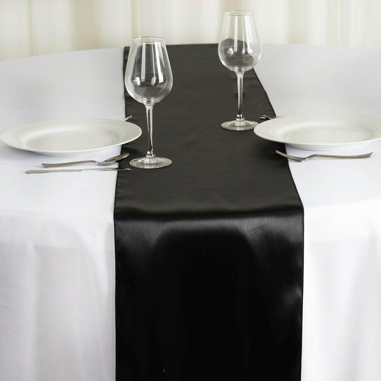 Satin 12"x108" Table Runner Black - Stylish Table Linen for Weddings & Events - NestOCart