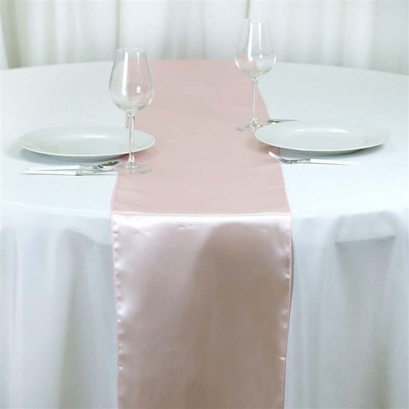 Satin 12"x108" Table Runner Blush - Stylish Table Linen