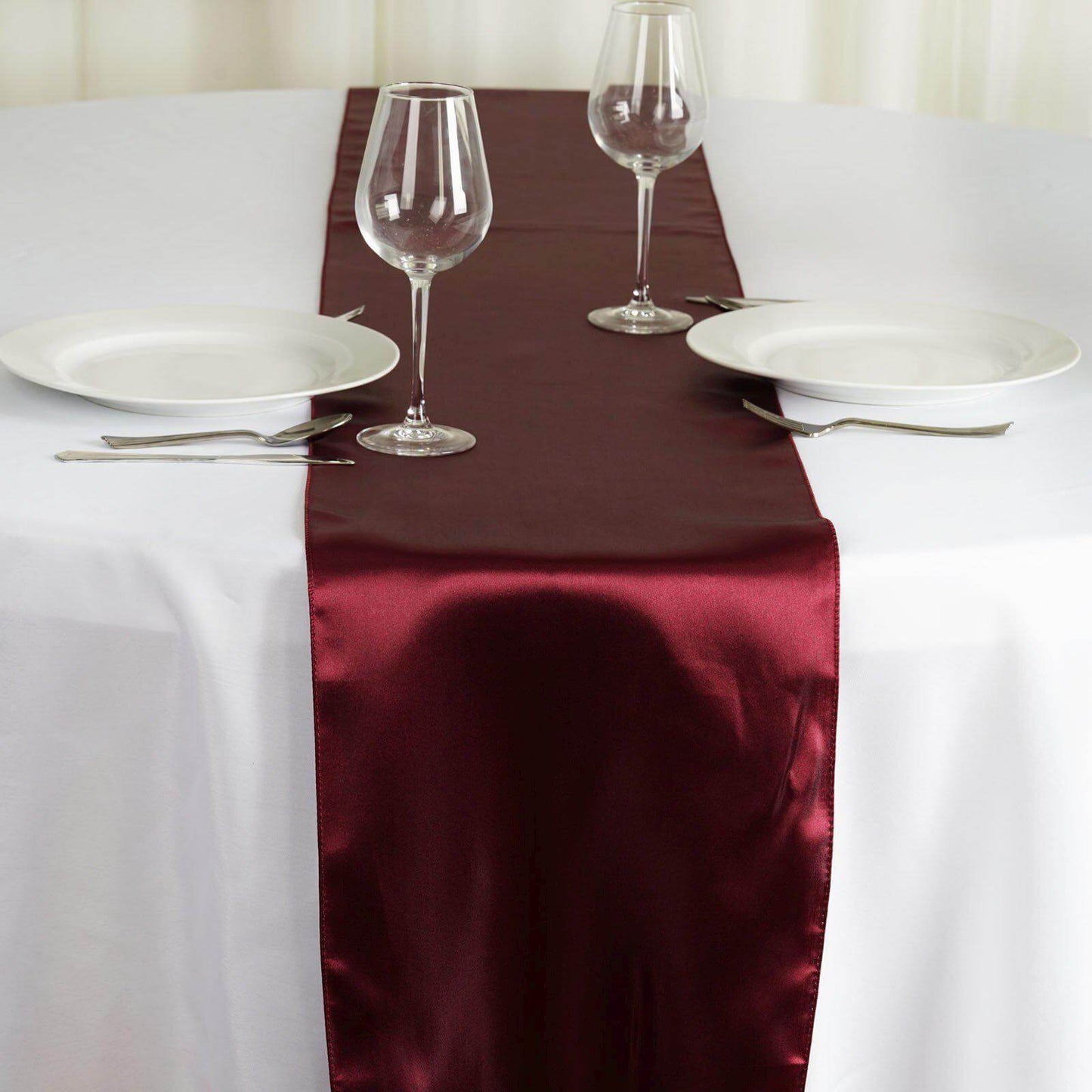Satin 12"x108" Table Runner Burgundy - Stylish Table Linen - NestOCart