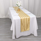 Satin 12"x108" Table Runner Champagne - Stripe Table Decor - Bell Racket Store