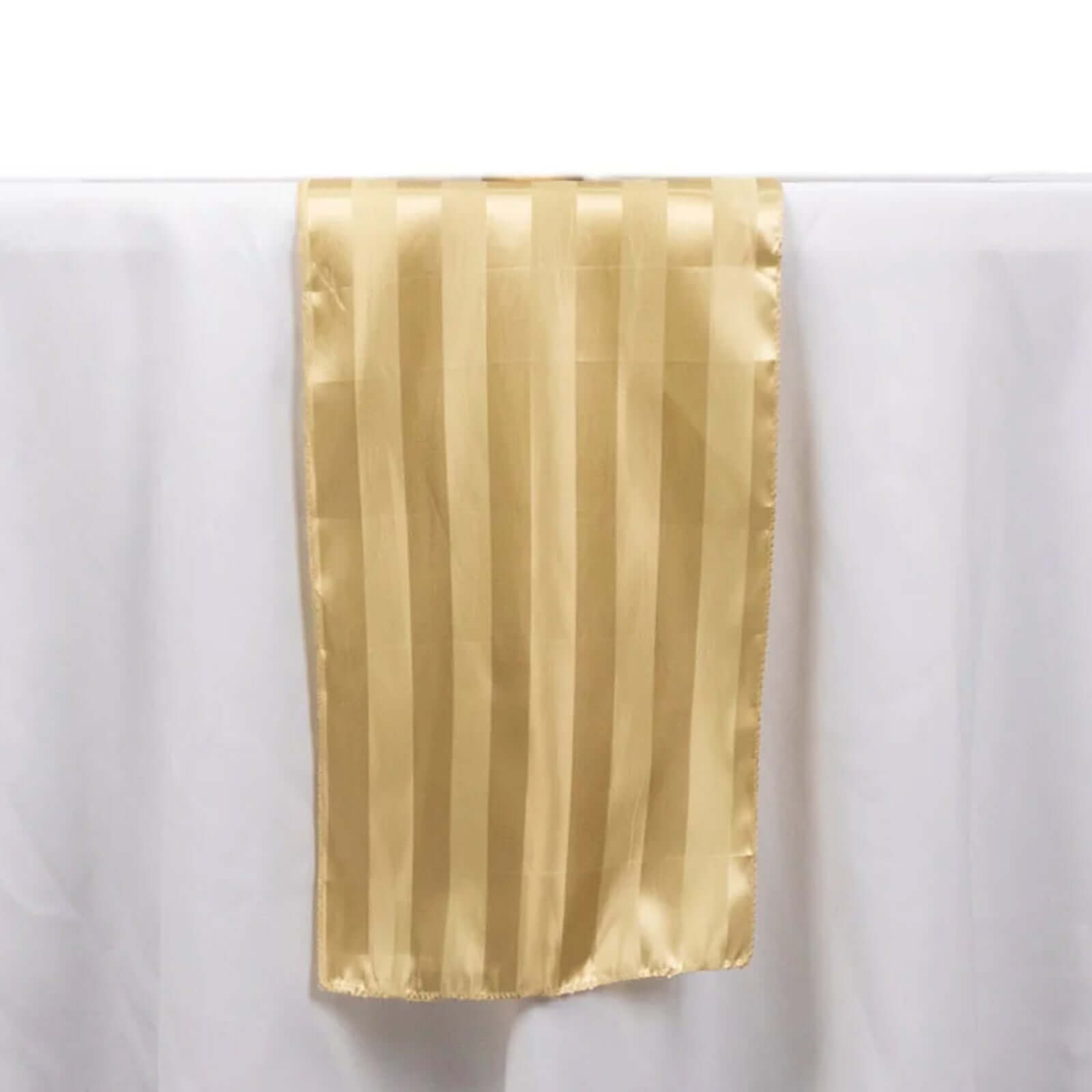 Satin 12"x108" Table Runner Champagne - Stripe Table Decor - Bell Racket Store