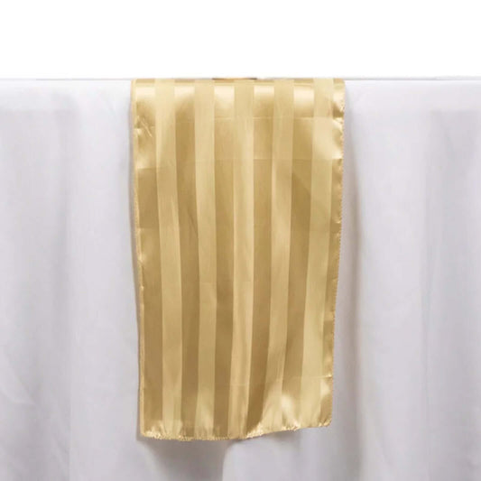Satin 12"x108" Table Runner Champagne - Stripe Table Decor - Bell Racket Store