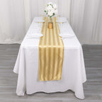 Satin 12"x108" Table Runner Champagne - Stripe Table Decor - Bell Racket Store