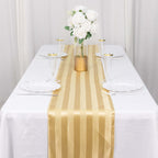 Satin 12"x108" Table Runner Champagne - Stripe Table Decor - Bell Racket Store