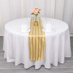 Satin 12"x108" Table Runner Champagne - Stripe Table Decor - Bell Racket Store