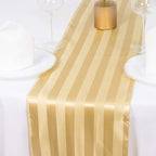 Satin 12"x108" Table Runner Champagne - Stripe Table Decor - Bell Racket Store