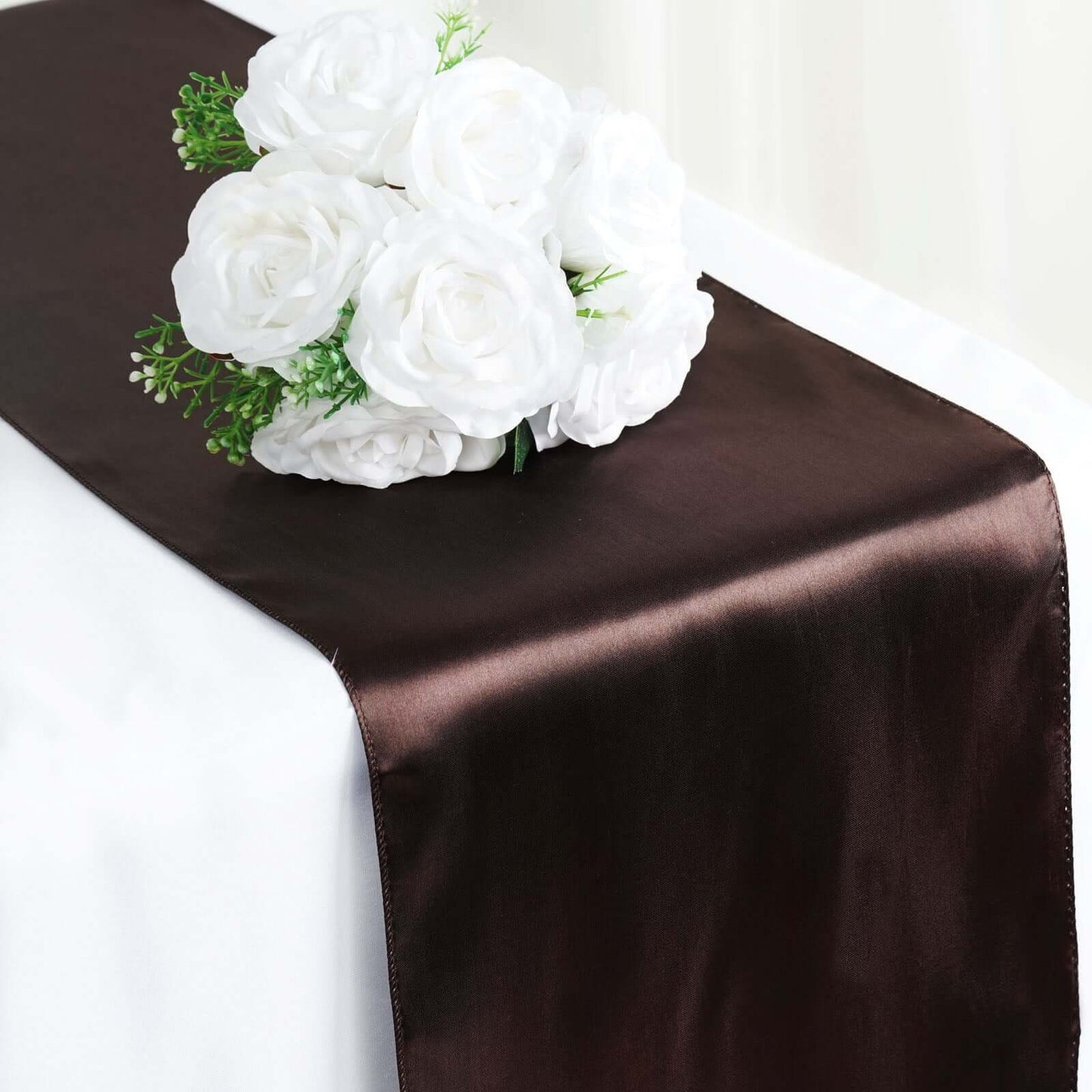 Satin 12"x108" Table Runner Chocolate - Stylish Table Linen - NestOCart