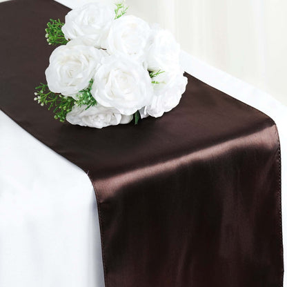 Satin 12"x108" Table Runner Chocolate - Stylish Table Linen - NestOCart