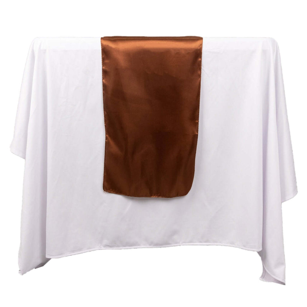 Satin 12"x108" Table Runner Cinnamon Brown - Stylish Table Linen - Bell Racket Store