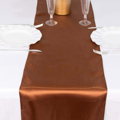 Satin 12"x108" Table Runner Cinnamon Brown - Stylish Table Linen - Bell Racket Store