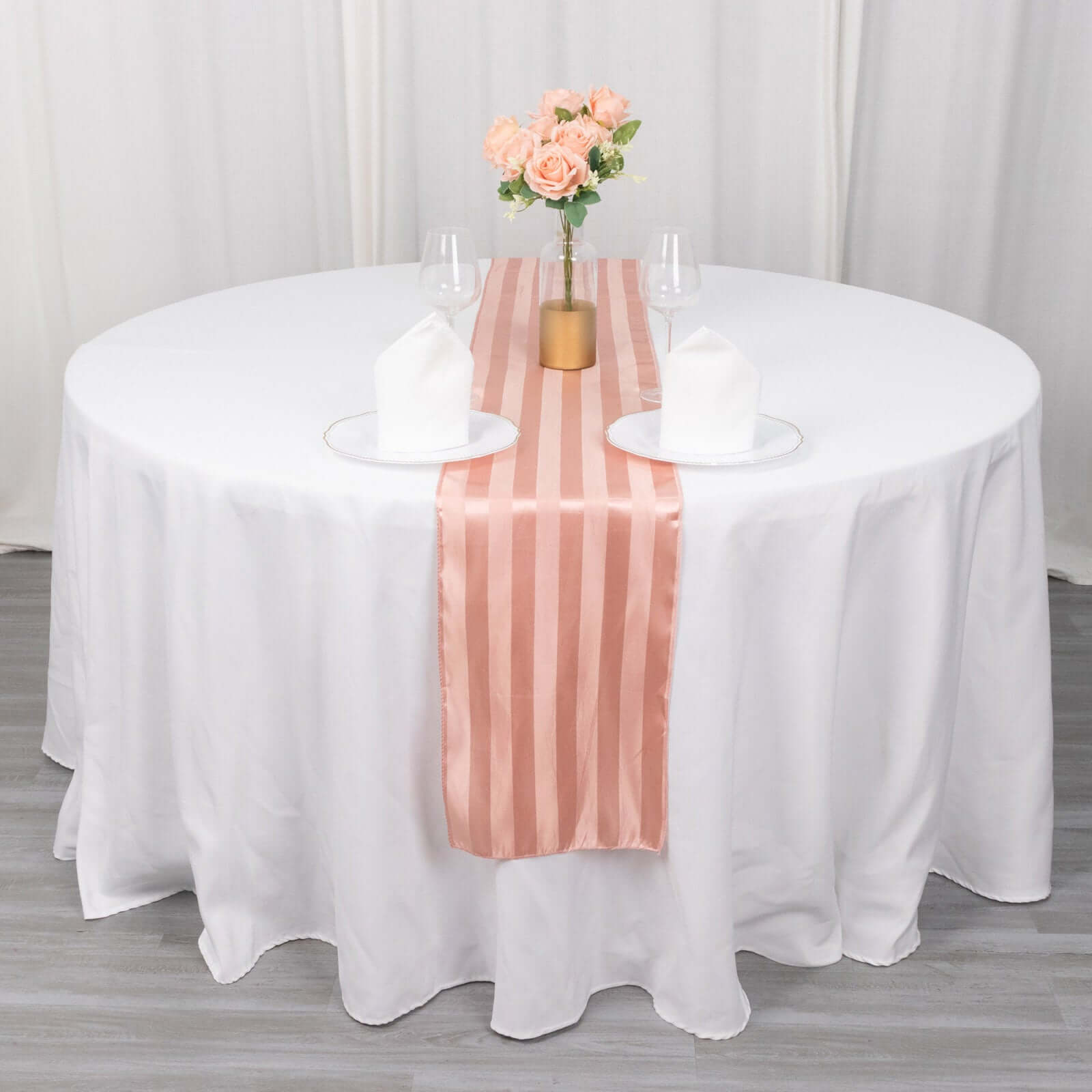 Satin 12"x108" Table Runner Dusty Rose - Stripe Table Decor - Bell Racket Store