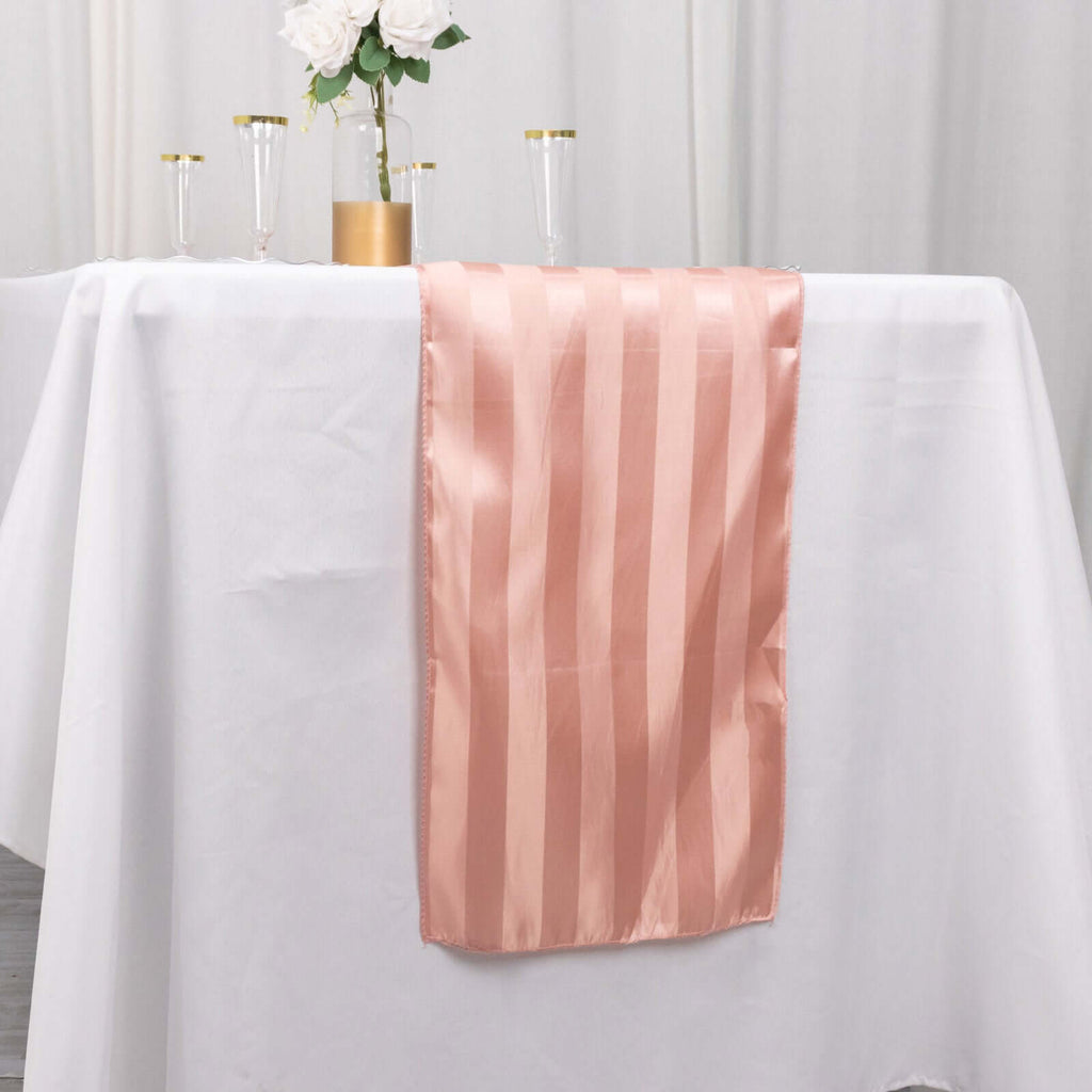 Satin 12"x108" Table Runner Dusty Rose - Stripe Table Decor - Bell Racket Store