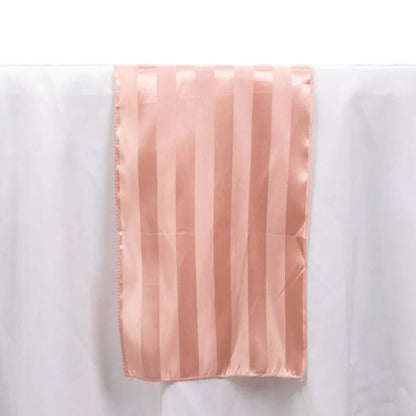 Satin 12"x108" Table Runner Dusty Rose - Stripe Table Decor - Bell Racket Store