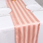 Satin 12"x108" Table Runner Dusty Rose - Stripe Table Decor - Bell Racket Store