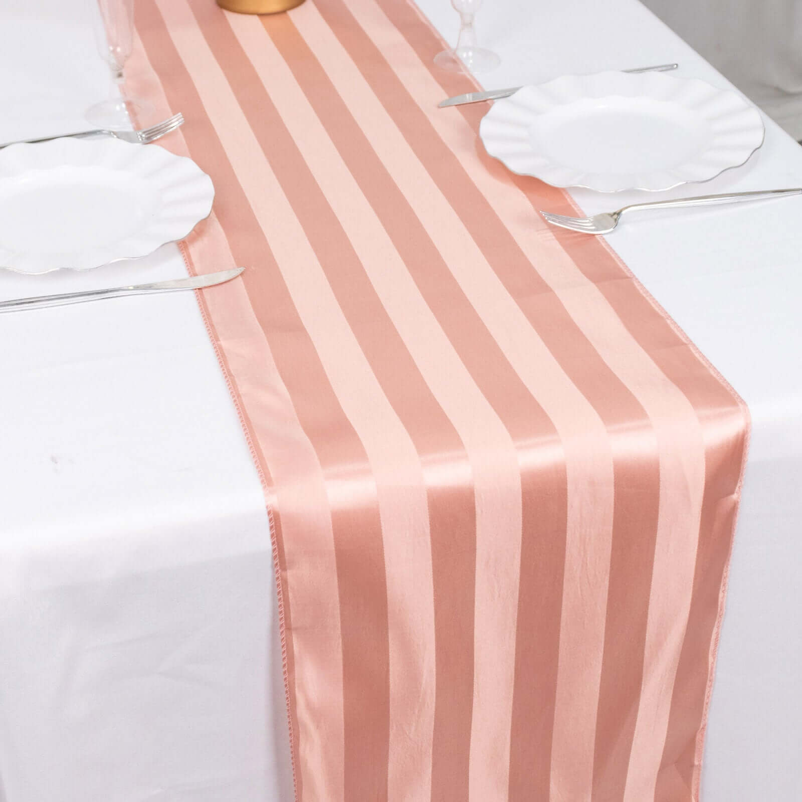 Satin 12"x108" Table Runner Dusty Rose - Stripe Table Decor - Bell Racket Store