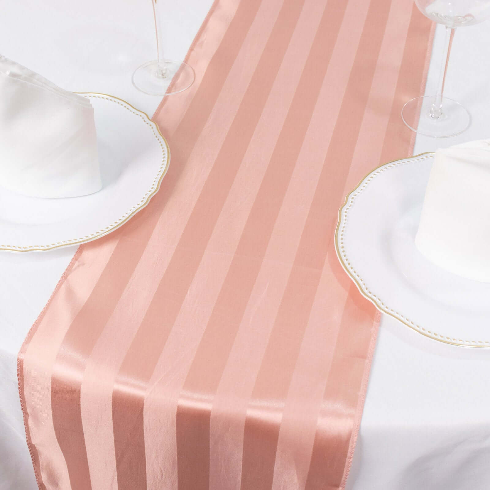 Satin 12"x108" Table Runner Dusty Rose - Stripe Table Decor - Bell Racket Store