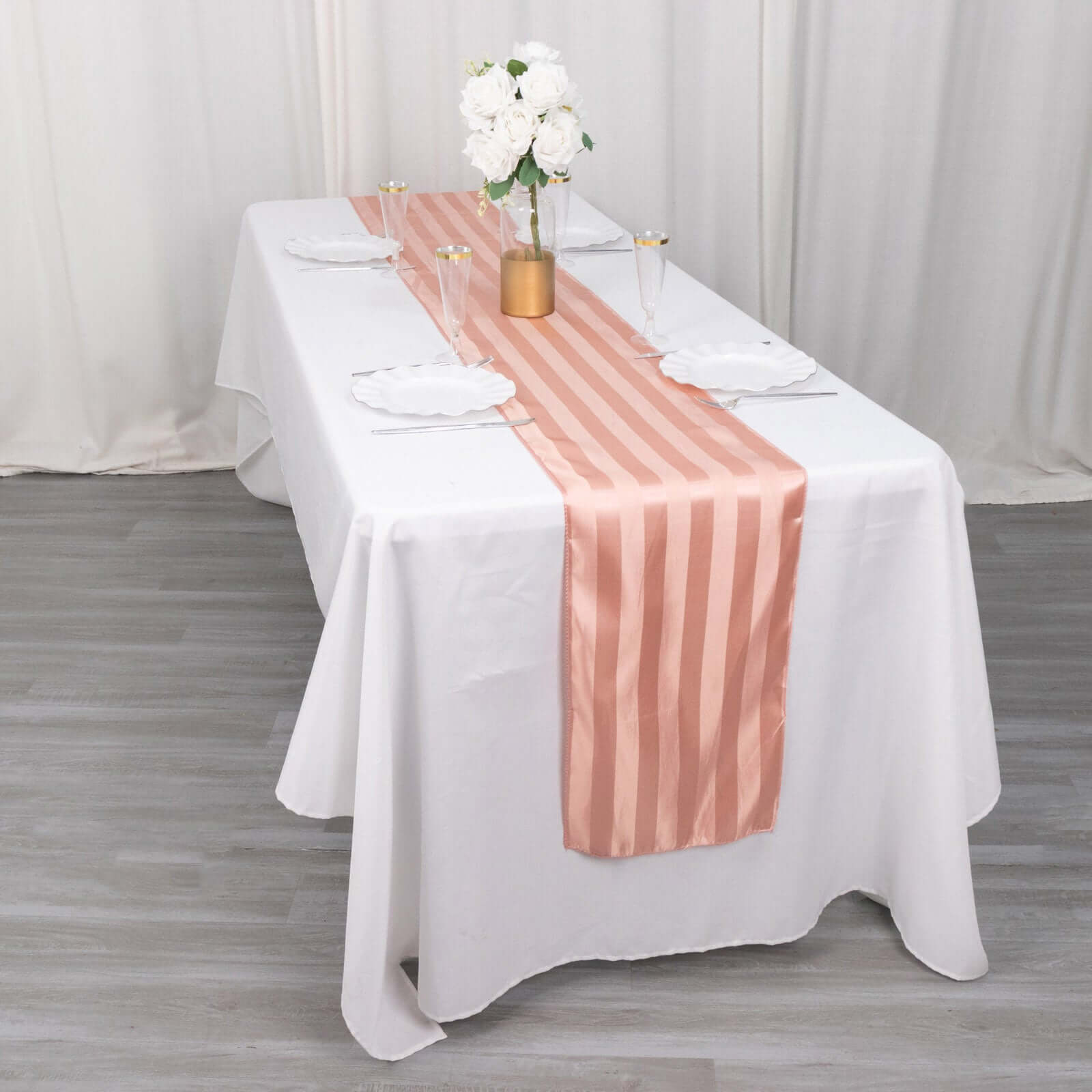 Satin 12"x108" Table Runner Dusty Rose - Stripe Table Decor - Bell Racket Store