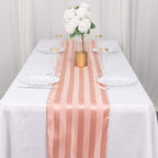 Satin 12"x108" Table Runner Dusty Rose - Stripe Table Decor - Bell Racket Store