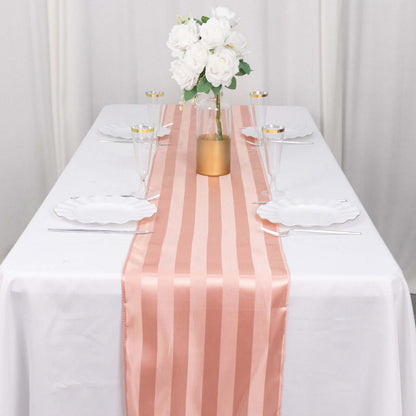 Satin 12"x108" Table Runner Dusty Rose - Stripe Table Decor - Bell Racket Store