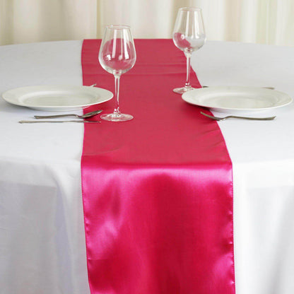 Satin 12"x108" Table Runner Fuchsia - Stylish Table Linen - NestOCart