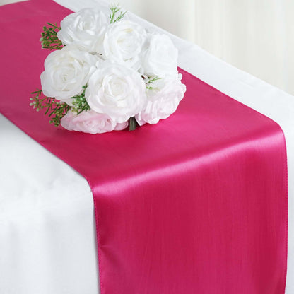Satin 12"x108" Table Runner Fuchsia - Stylish Table Linen - NestOCart