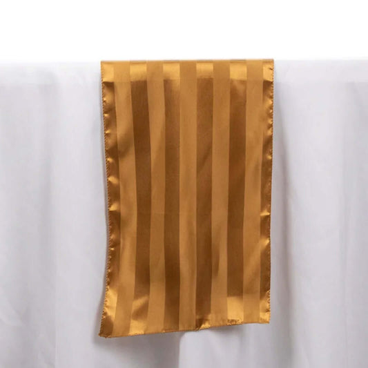 Satin 12"x108" Table Runner Gold - Stripe Table Decor - Bell Racket Store