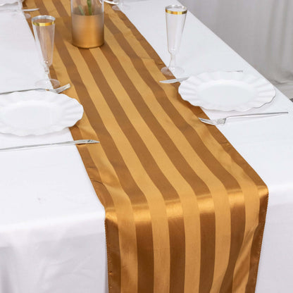 Satin 12"x108" Table Runner Gold - Stripe Table Decor - Bell Racket Store