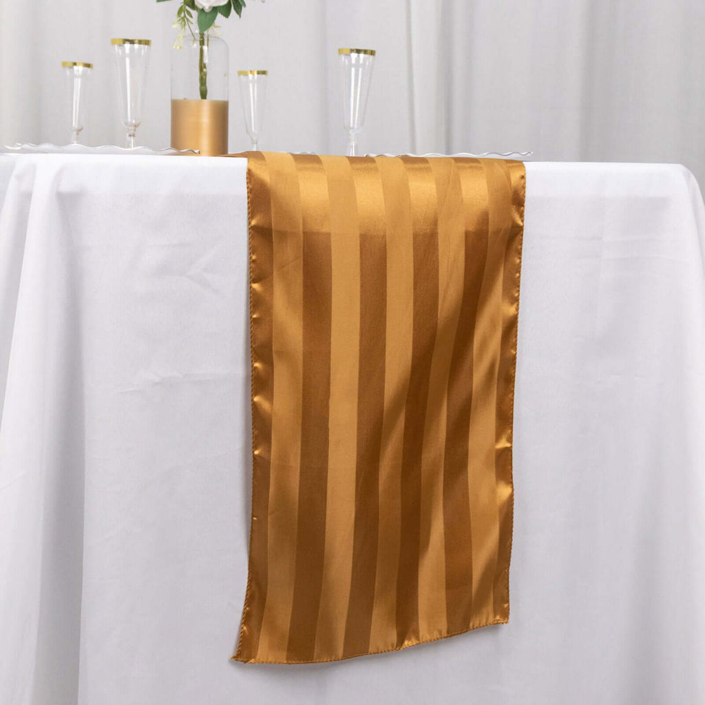 Satin 12"x108" Table Runner Gold - Stripe Table Decor - Bell Racket Store