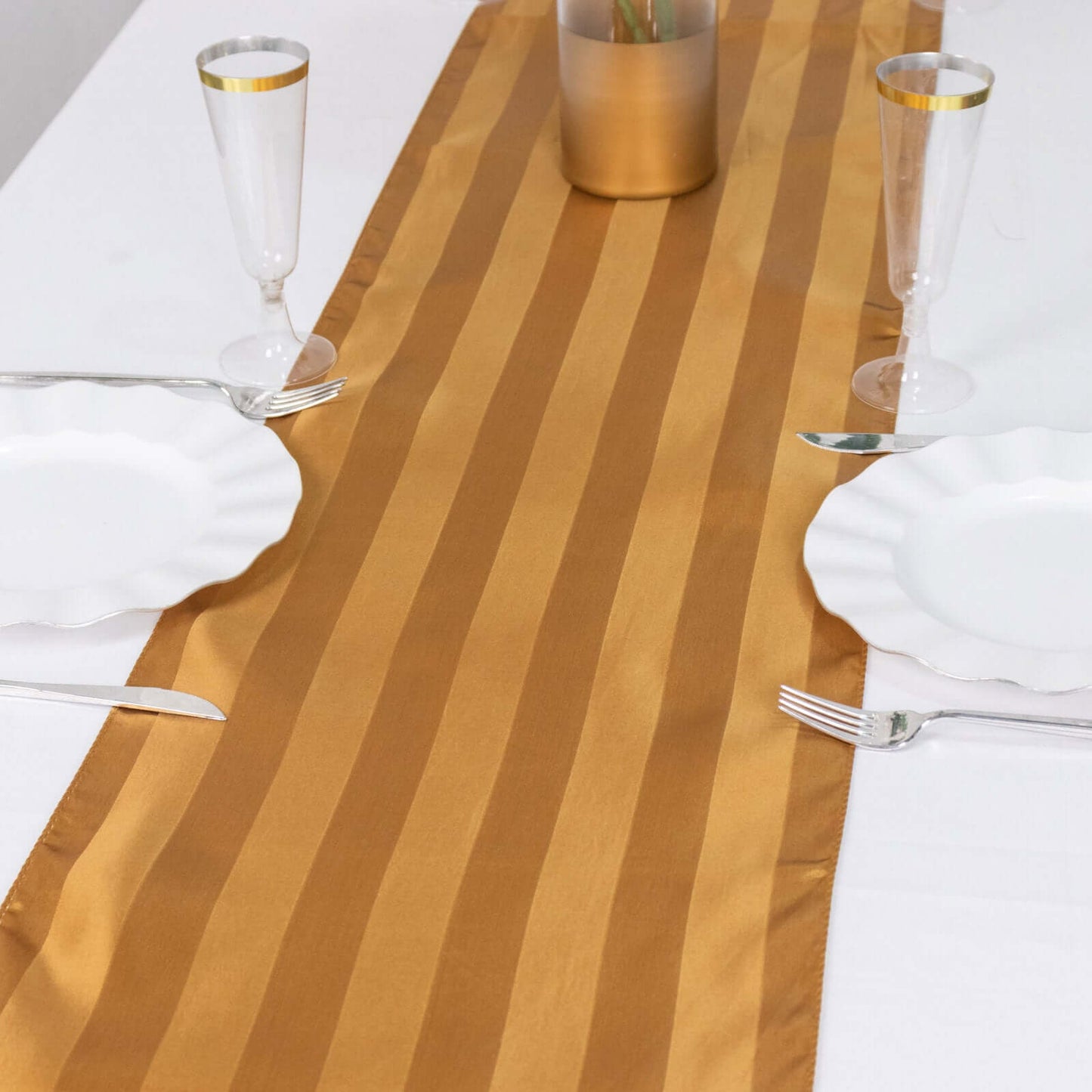 Satin 12"x108" Table Runner Gold - Stripe Table Decor - Bell Racket Store