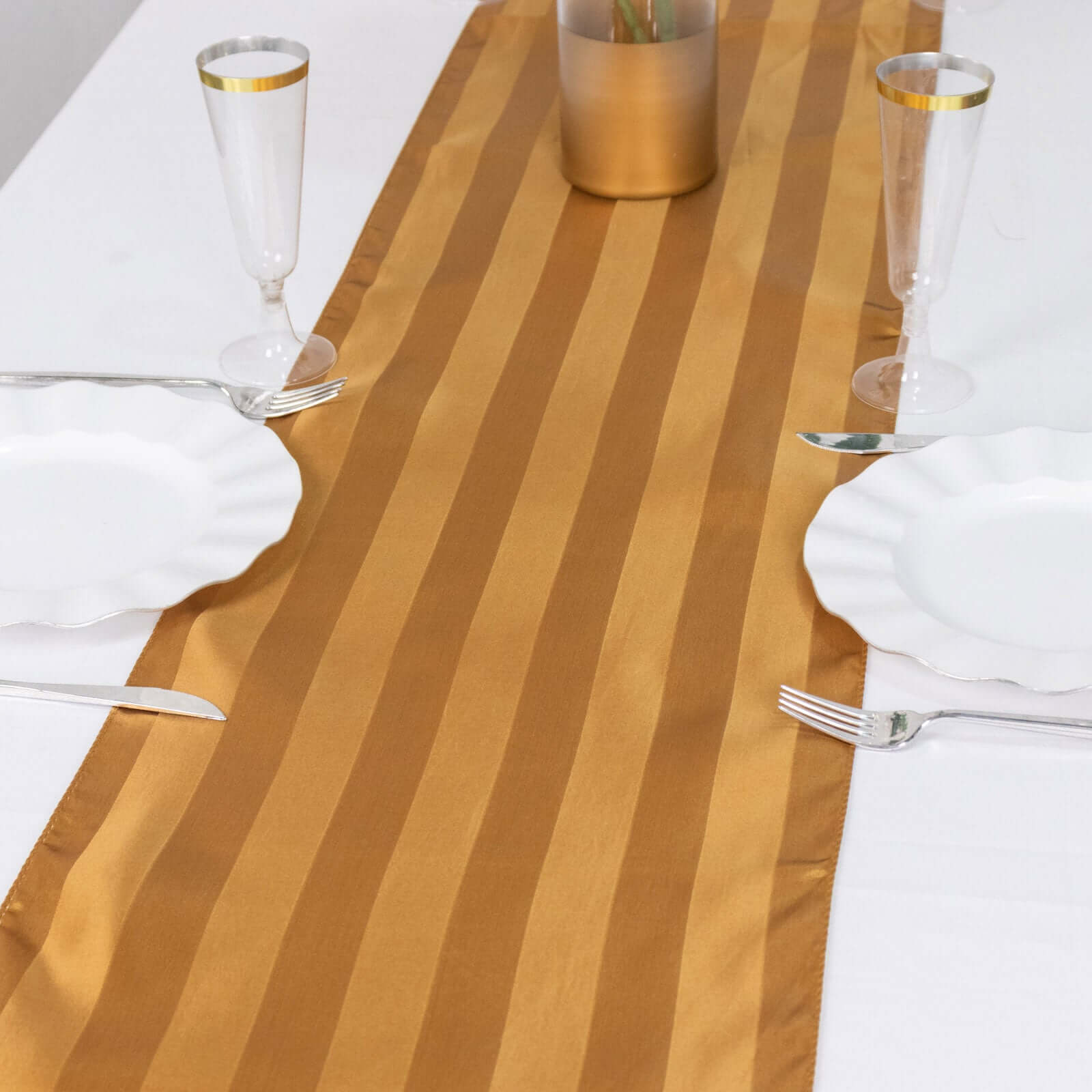 Satin 12"x108" Table Runner Gold - Stripe Table Decor - Bell Racket Store