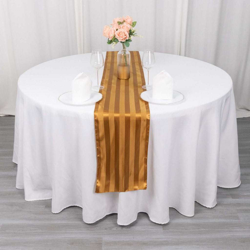 Satin 12"x108" Table Runner Gold - Stripe Table Decor - Bell Racket Store