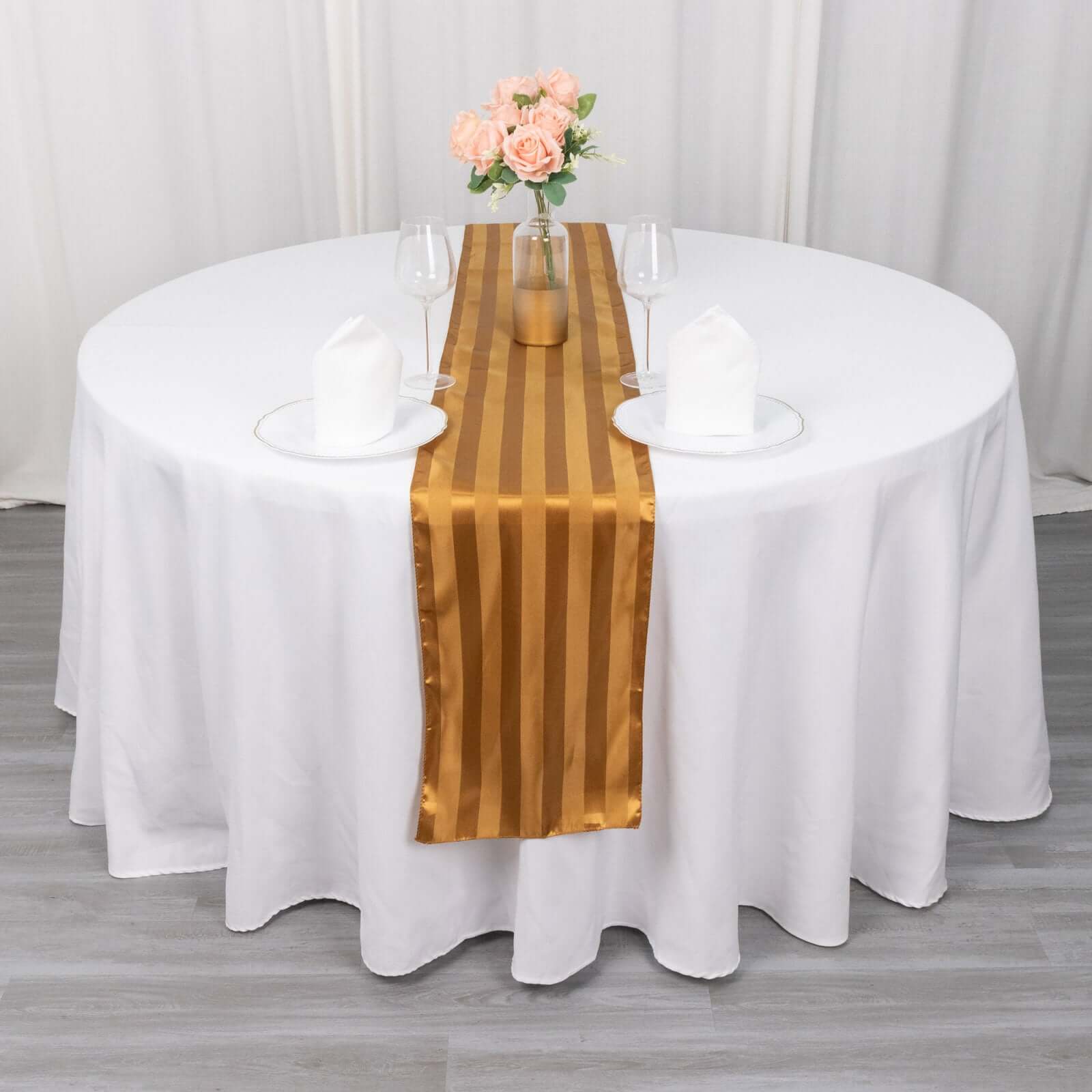 Satin 12"x108" Table Runner Gold - Stripe Table Decor - Bell Racket Store