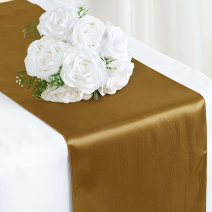 Satin 12"x108" Table Runner Gold - Stylish Table Linen for Weddings & Events - NestOCart