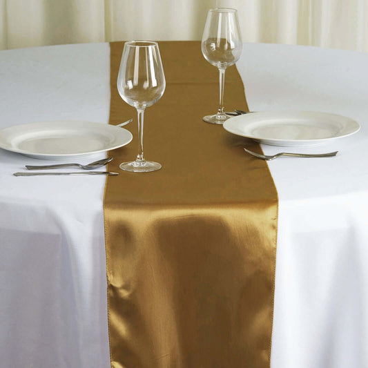 Satin 12"x108" Table Runner Gold - Stylish Table Linen for Weddings & Events - NestOCart