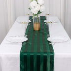 Satin 12"x108" Table Runner Hunter Emerald Green - Stripe Table Decor - Bell Racket Store