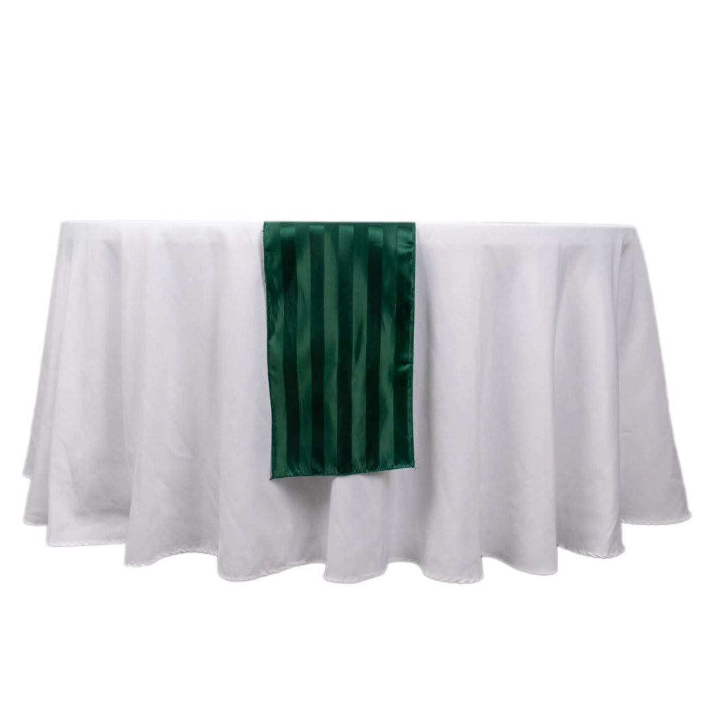 Satin 12"x108" Table Runner Hunter Emerald Green - Stripe Table Decor - Bell Racket Store