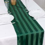 Satin 12"x108" Table Runner Hunter Emerald Green - Stripe Table Decor - Bell Racket Store