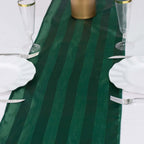 Satin 12"x108" Table Runner Hunter Emerald Green - Stripe Table Decor - Bell Racket Store