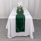 Satin 12"x108" Table Runner Hunter Emerald Green - Stripe Table Decor - Bell Racket Store