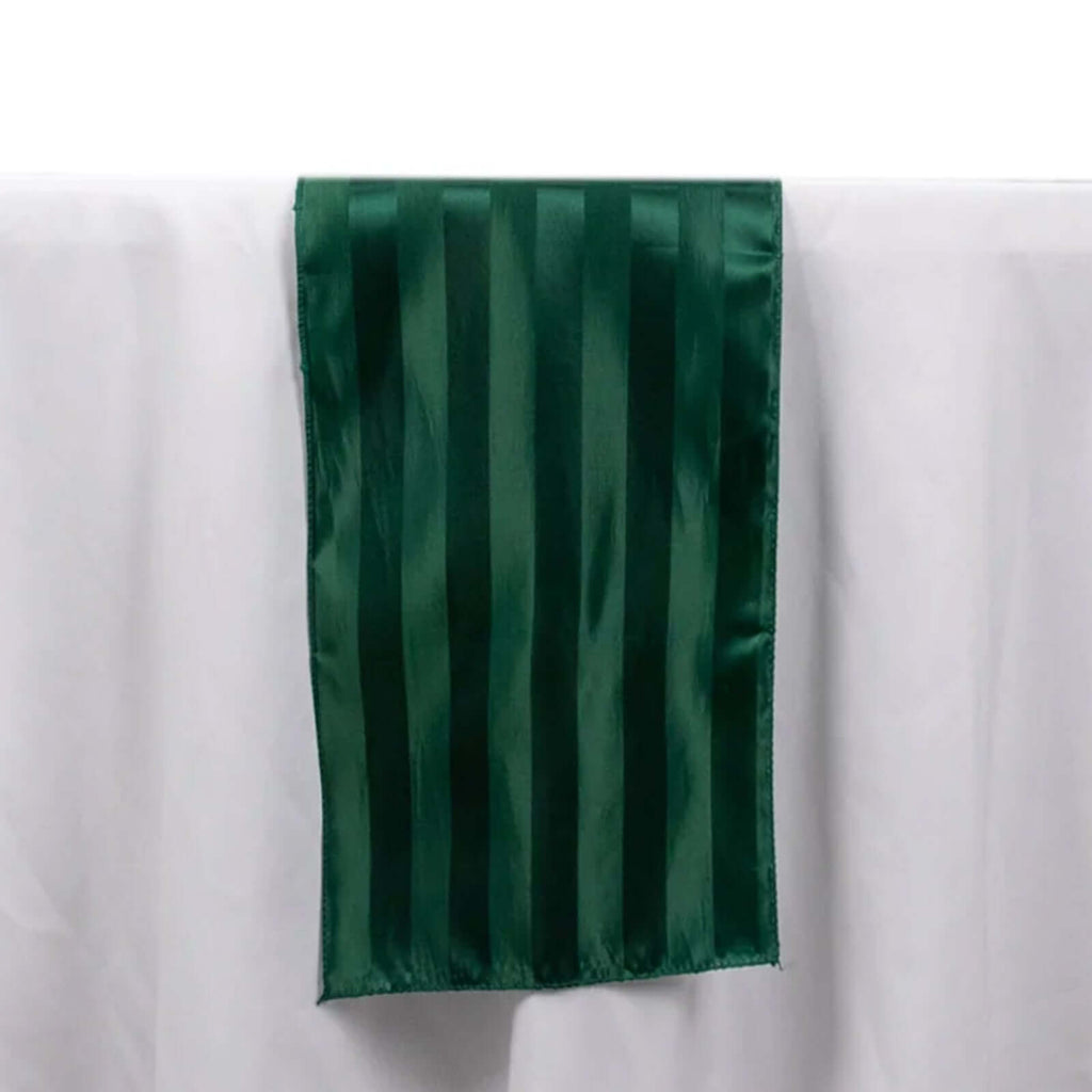 Satin 12"x108" Table Runner Hunter Emerald Green - Stripe Table Decor - Bell Racket Store
