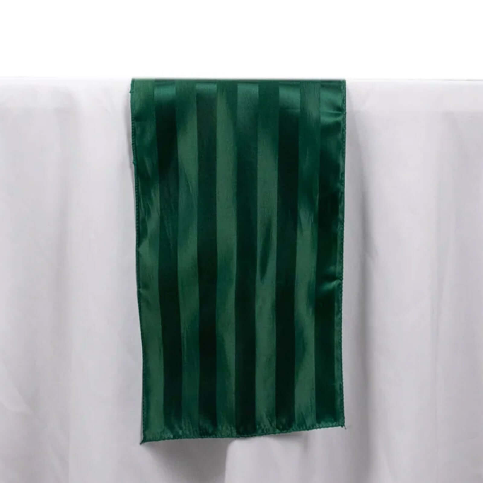 Satin 12"x108" Table Runner Hunter Emerald Green - Stripe Table Decor - Bell Racket Store