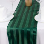 Satin 12"x108" Table Runner Hunter Emerald Green - Stripe Table Decor - Bell Racket Store