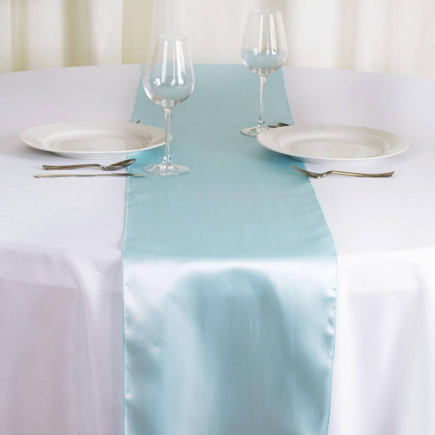 Satin 12"x108" Table Runner Light Blue - Stylish Table Linen - NestOCart