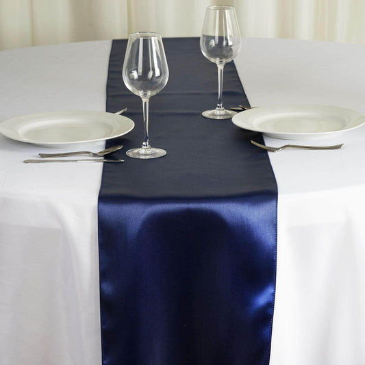 Satin 12"x108" Table Runner Navy Blue - Stylish Table Linen - NestOCart