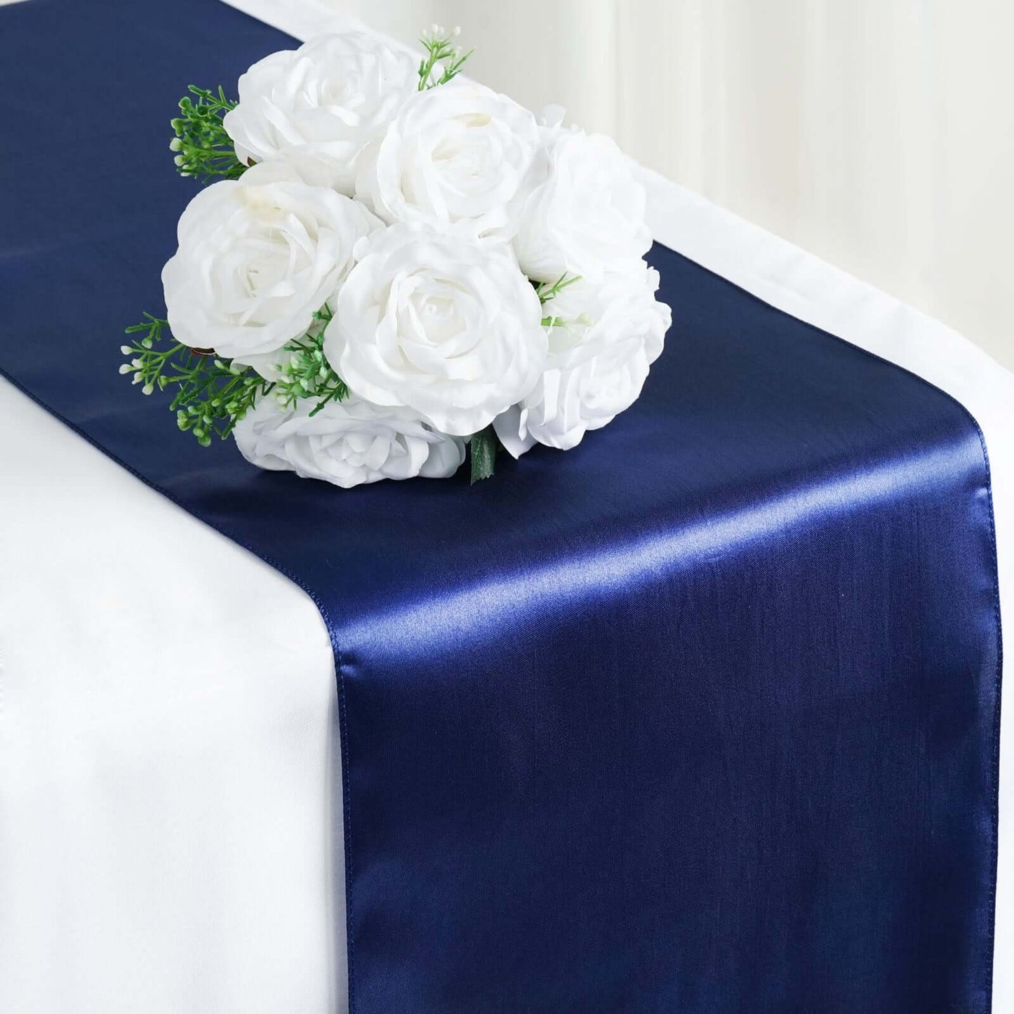 Satin 12"x108" Table Runner Navy Blue - Stylish Table Linen - NestOCart